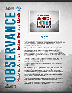 2022 National American Indian Heritage Month Mini Facts Poster
